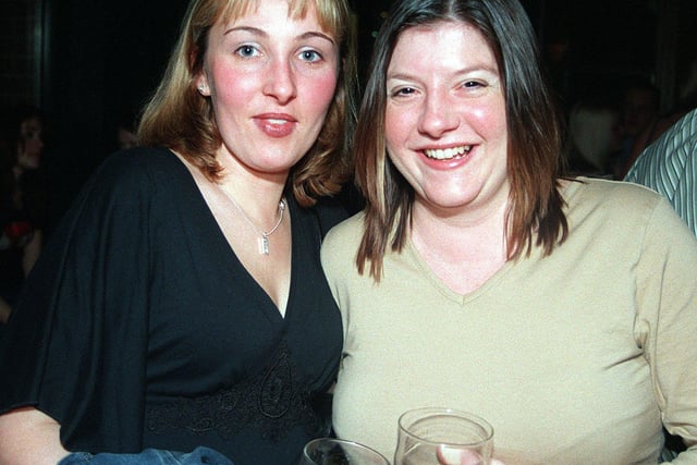Sam Hall (left) and Anna Young (right), who have been friends for eight years, in 2003 enjoying a night out
