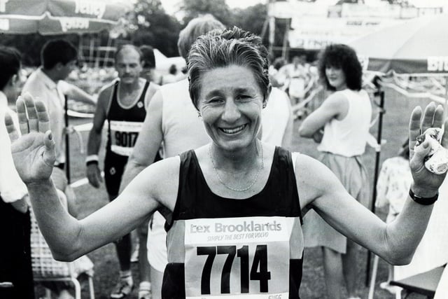 Carol Moore taking part in the ladies half-marathon in 1988
