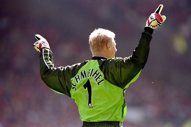 The Danish goalkeeper was a fearsome presence between the sticks for Manchester United over seven seasons in the Premier League, winning five league titles a Player of the Season award to boot. (Credit: Stu Forster /Allsport/Getty)