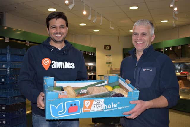 3Miles founder, Mazen, with Ian Bingham, of Bingham and Browne in Moor Market