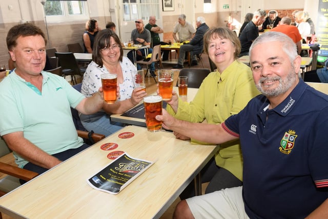 Emsworth Beer Festival 2018. Terry Farmer, Susan Telford, Jeanette Luczkowski, Graham Medland. Picture Credit: Keith Woodland
