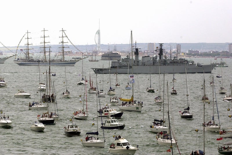 Trafalgar 200 International Fleet Review aboard HMS Endurance - flotilla of small ships, tall ships and a Royal Navy vessel crowd the harbour in front of the Spinnaker Tower
Picture: Jonathan Brady