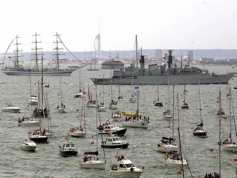 Trafalgar 200 International Fleet Review aboard HMS Endurance - flotilla of small ships, tall ships and a Royal Navy vessel crowd the harbour in front of the Spinnaker Tower
Picture: Jonathan Brady