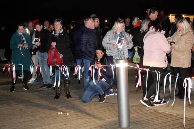 Families gathered at The Kelpies for a Baby Loss Awareness Day candle-lighting service. All pictures: Scott Louden.