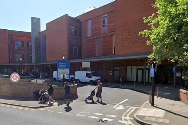 A Google Maps image of Sheffield Children\'s Hospital - NHS figures show it has a low level of patients waiting more than four hours in A&E