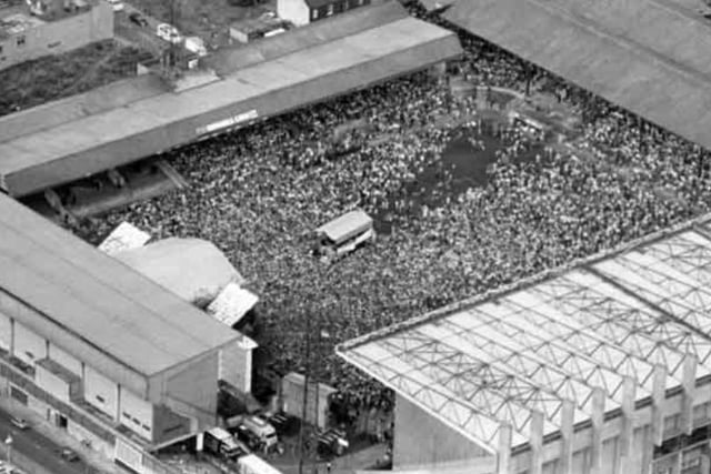 An erial view of the Bruce Springsteen concert at Bramall Lane in 1988