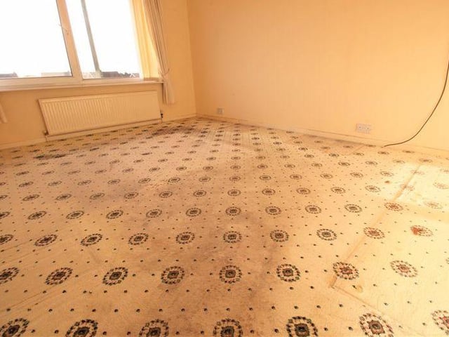 Off the first-floor landing, which has a storage cupboard housing the water tank, you will find this main bedroom. It has a carpeted floor, decorative ceiling-light, radiator and uPVC window to the front of the house.