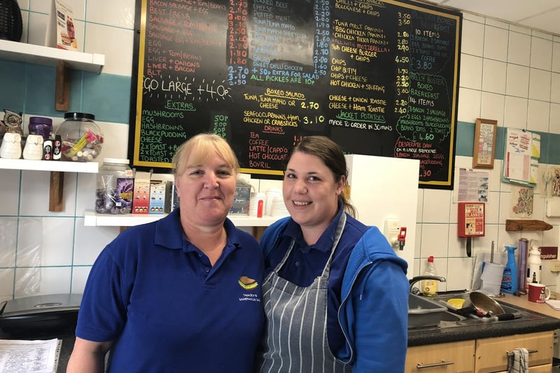 Tracey Lister and her daughter Jemma West at Tracey's Sandwich Shop on Leppings Lane