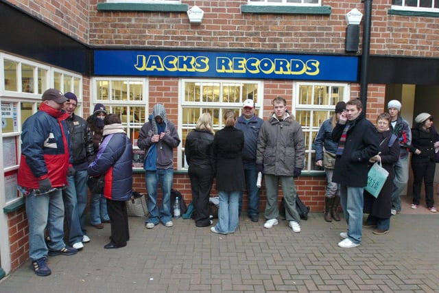 Arctic Monkeys fans queing for tickets at Jacks Records in 2006 as people tried to get their hands on the bands debut album