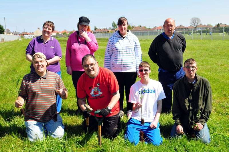 Tree planting day in 2014. In the picture are Waverley Terrace Allotment Association members and Hartlepool College of Further Education students. Can you spot a familiar face?
