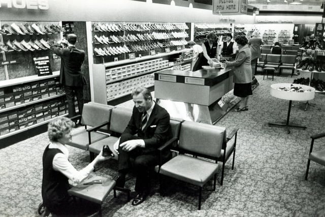 The shoe department in the Brightside & Carbrook Store in the 1970s