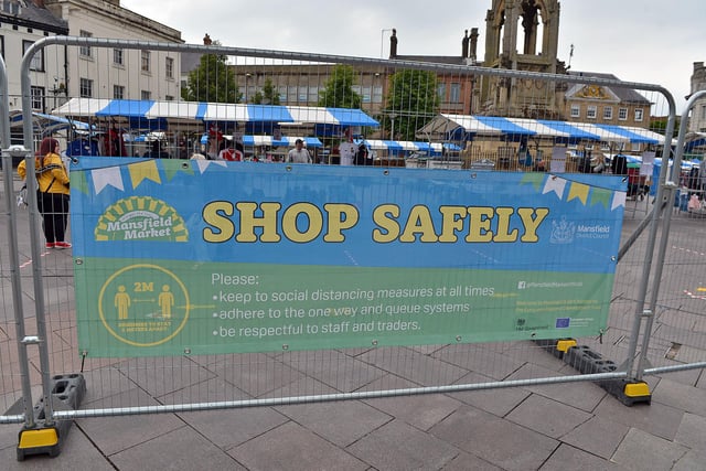 Mansfield Market open again after lockdown measures are eased.
