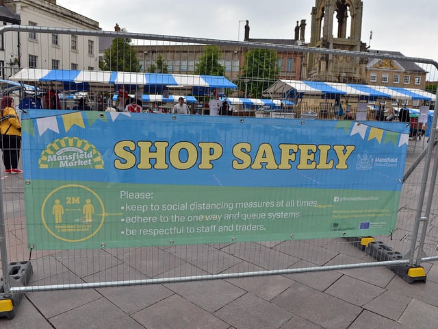 Mansfield Market open again after lockdown measures are eased.