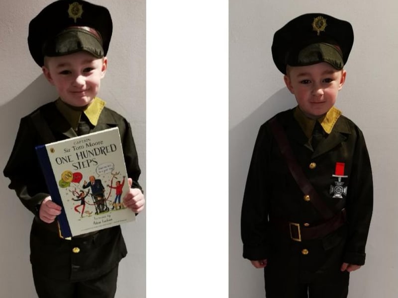 Jessica Scudder shared with us this image of her 'little boy' Charlie, seven, with his copy of One Hundred Steps: The Story of Captain Sir Tom Moore.