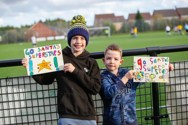 Ian "Santa" Wallace's great nephews Alastair 10 and Fraser 6 from Larbert