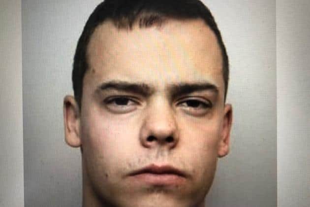 Pictured s Louis Windsor-Harris, aged 21, of Doncaster, was jailed for 42-weeks of custody after he admitted two counts of assault and one of assault occasioning actual bodily harm.