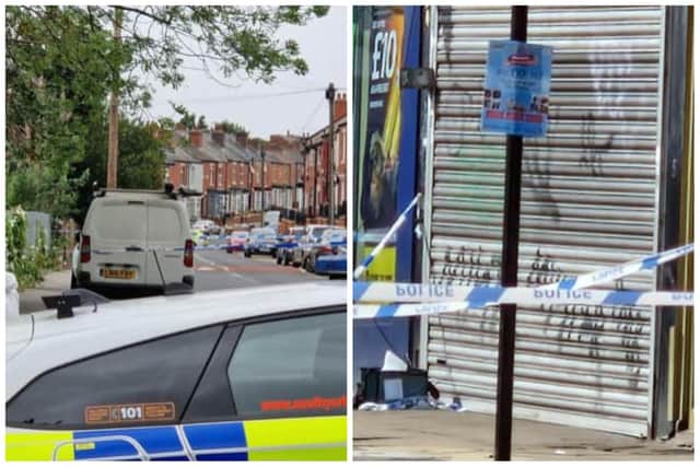 Police cordons were erected after s shooting and stabbing in Sheffield in the space of 24 hours