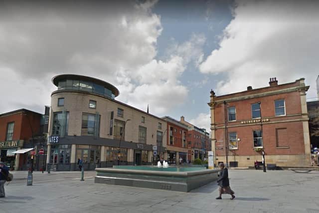 Two men were robbed in Barker's Pool, Sheffield, this morning