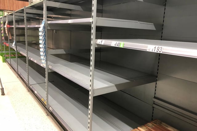It started with the panic buying of toilet roll in early March, before the lockdown was officially announced - here is a picture of an empty aisle in Asda in Fratton at the time.