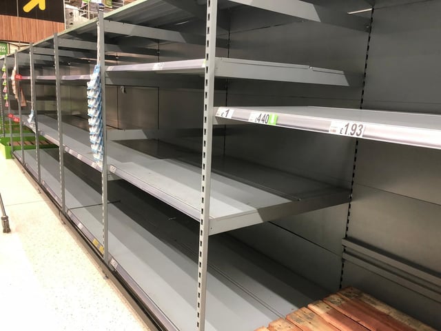 It started with the panic buying of toilet roll in early March, before the lockdown was officially announced - here is a picture of an empty aisle in Asda in Fratton at the time.