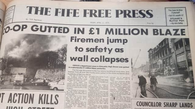 How the Fife Free Press reported the Co-op fire in April, 1975.