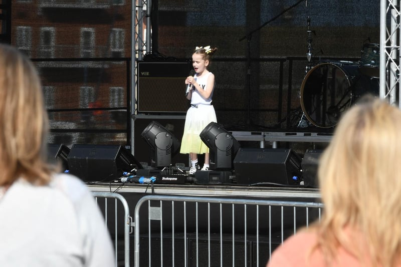 Amelia Nixon of Miss Toni Academy singing on stage at the Hartlepool Waterfront Festival Rebirth 2021, on Saturday.