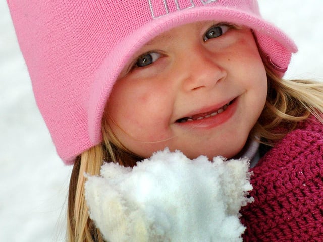 Three year old Amelia Bostock was out enjoying the snow in Alfreton ten years ago