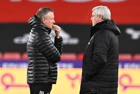 Former Sheffield United manager Chris Wilder, left, has been linked with Steve Bruce's job at Newcastle United. (Photo by Stu Forster/Getty Images)