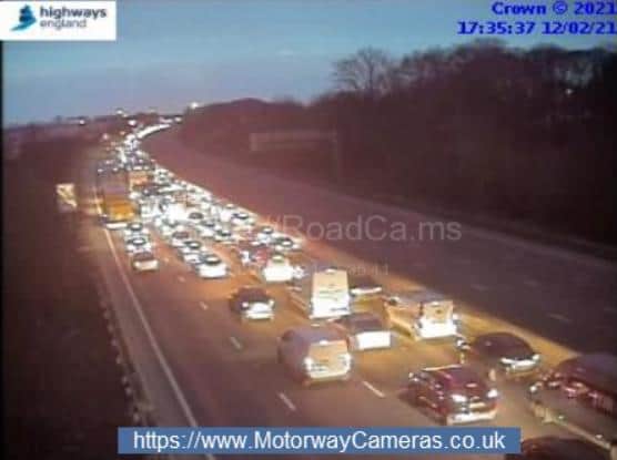The M1 was closed in both directions between junctions 30 and 31. Picture from Highways England.