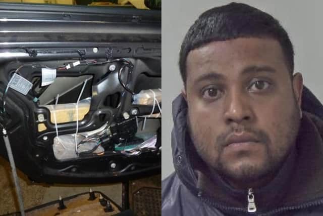 Mohammed Hussain attempted to smuggle 16 kilos worth of Class-A drugs in taped packages in the doors of a car.