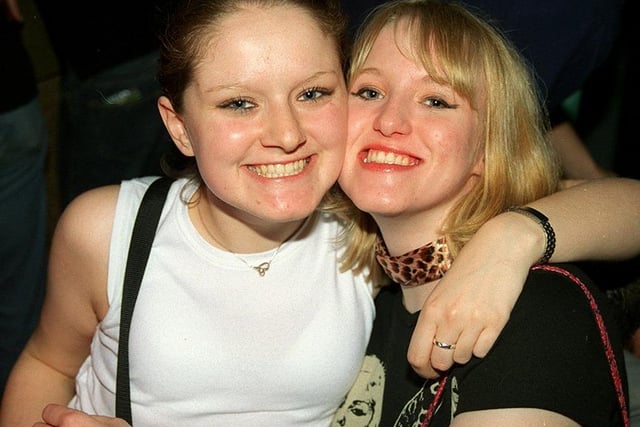 From left - Gracie Kyte and Nicola Parker at the Leadmill on a Saturday night in February 2003