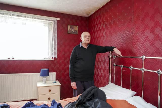 COPD sufferer Barry Fowlston and his partner have been sleeping in their living room since March due to a damp problem in their bedroom. Picture Scott Merrylees