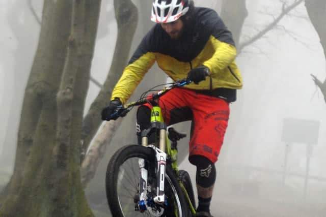 Downhill mountain biker Steve Peat at Grenoside Woods.