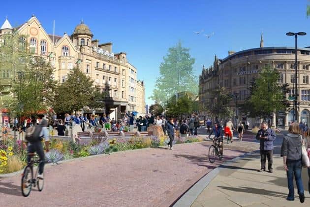 An artist's impression of a revamped Town Hall Square with new uses. Picture: University of Sheffield.