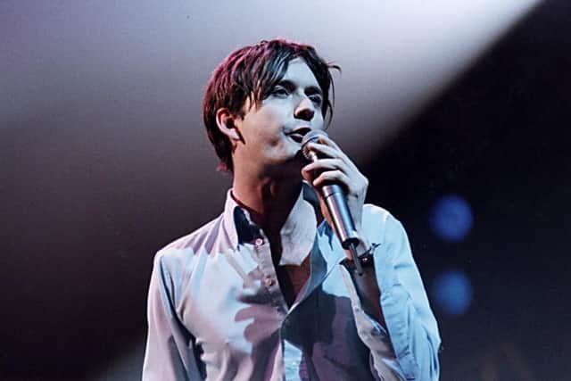 Jarvis Cocker with Pulp at Sheffield Arena in 1996. Picture: Paul Chappells.