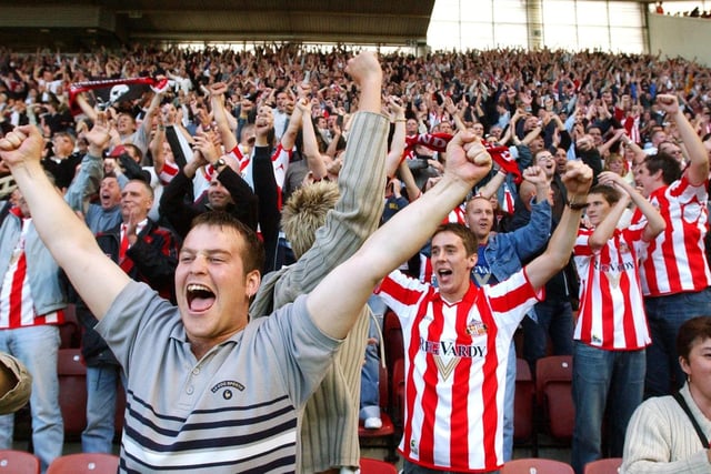 Sunderland fans celebrate their team's 2-0 win at Middlesbrough in 2005. Were you there?