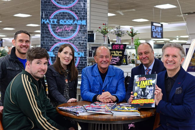 L-r Steve Nicholson, of Natural Stone Carved Creations, Matt Cockayne, of Goo Design, Nicola Ogle, of Kelham Print, Martyn Ware, of Human League and Heaven 17,  David Cartwright, Store Manager and Neil Anderson, Author, pictured during the Inspired by Sheffield event at Atkinsons.