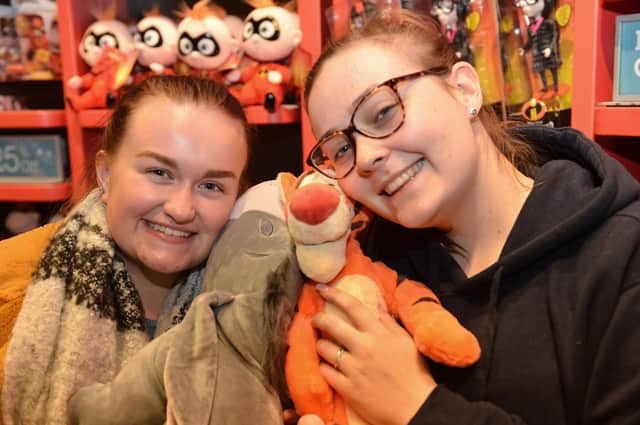 Abigail Walker (19) and Rebekah Maybury (19) shopping in the Disney store during the Student Raid. Remember this?