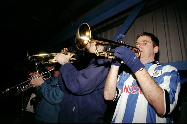 The Wednesday band at Hillsborough during the FA Cup fourth round match against Stockport County in January 1999.