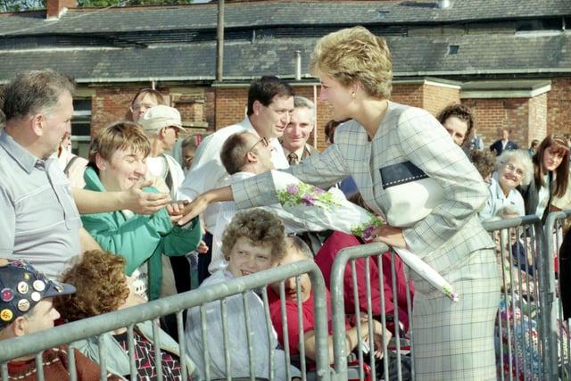 Princess Diana was pictured at St Benedicts Hospice in September 1993.