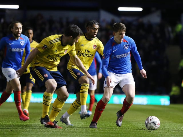 Portsmouth's Steve Seddon on the ball during the first half.