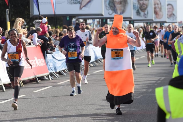 Andy the traffic cone finishes. Picture: Keith Woodland (171021-0)