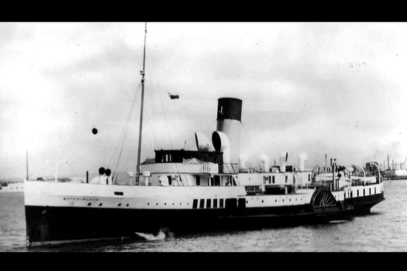 Paddle steamer Whippingham at anchor off Southsea beach after coaling duties is the PS Whippingham. The black ball indicates that she is at anchor. 
Picture: Mike Nolan collection