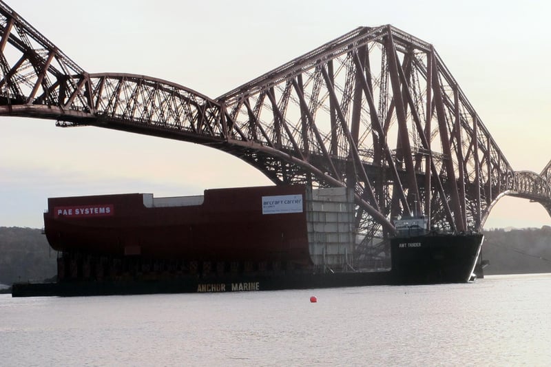 The pieces of HMS Queen Elizabeth arrived in Rosyth to be assembled in 2012. Picture: Freelance