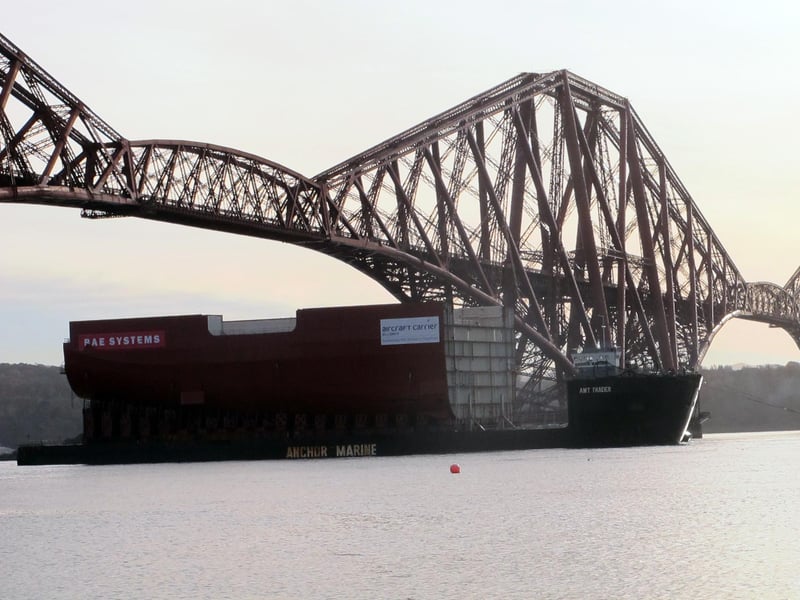 The pieces of HMS Queen Elizabeth arrived in Rosyth to be assembled in 2012. Picture: Freelance
