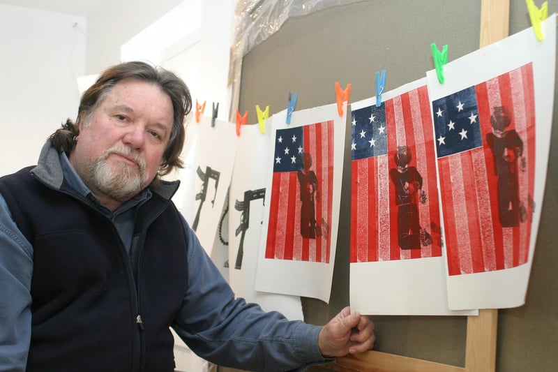 Cressbrook anti war artist Jeff Perks exhibited at Buxton Museum in 2007