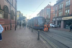 Trams are expected to remain suspended on West Street until tomorrow at least.