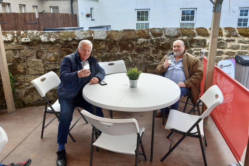 These customers at the Mason's Arms in Warkworth were enjoying its reopening.