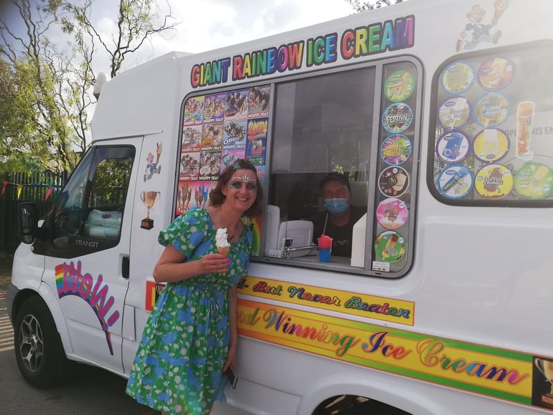 Children and teachers enjoyed ice creams at Oak Fest at Our Lady of Sorrows Catholic Primary School