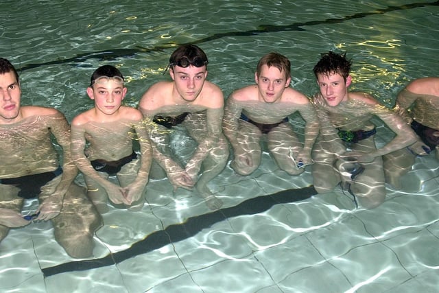 The 2003 DARTES swimmers, from left, Alistair Davies, aged 23, Niall Wainwright, aged ten, Jason Leeson, aged 14, Adam Muscroft, aged 15, Ashley Craighill, aged 14, and Thomas Weeks, aged 16.